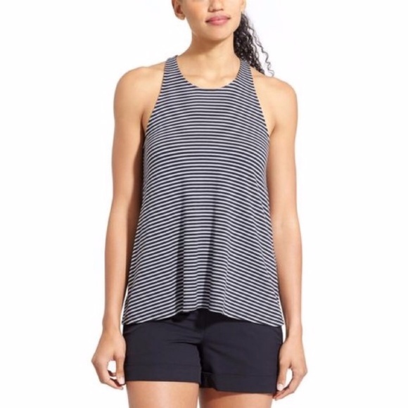 Athleta | Crossroad Racerback Tank Womens Size XS Gray Stripe Crewneck Pullover - Picture 1 of 5